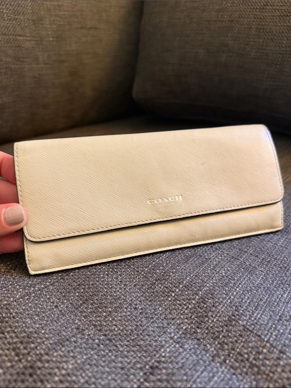 Coach Cream Saffiano Leather Continental Wallet